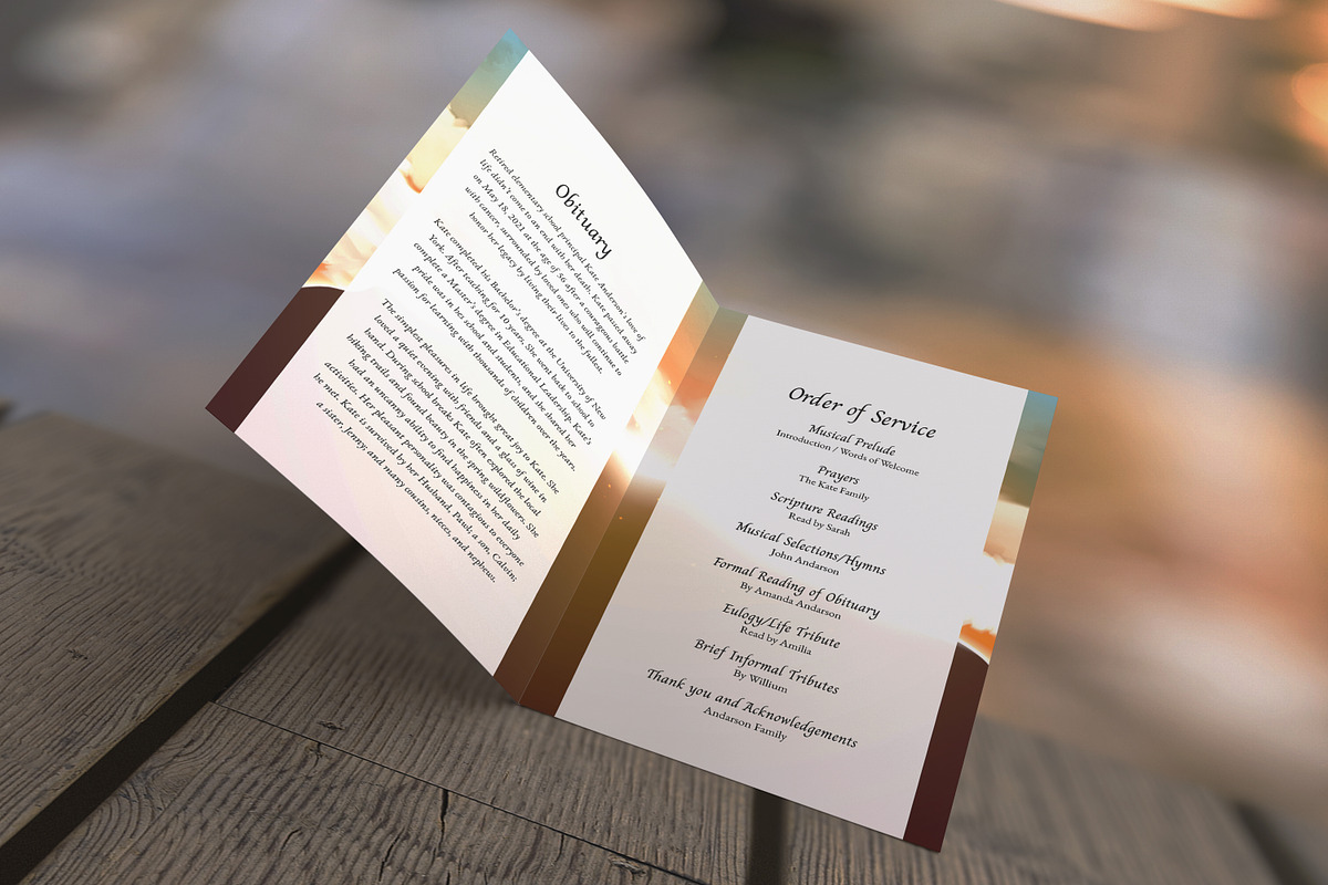 Editable Funeral Program Template, a Brochure Template by SmmrDesign (Photo 3 of 6)
