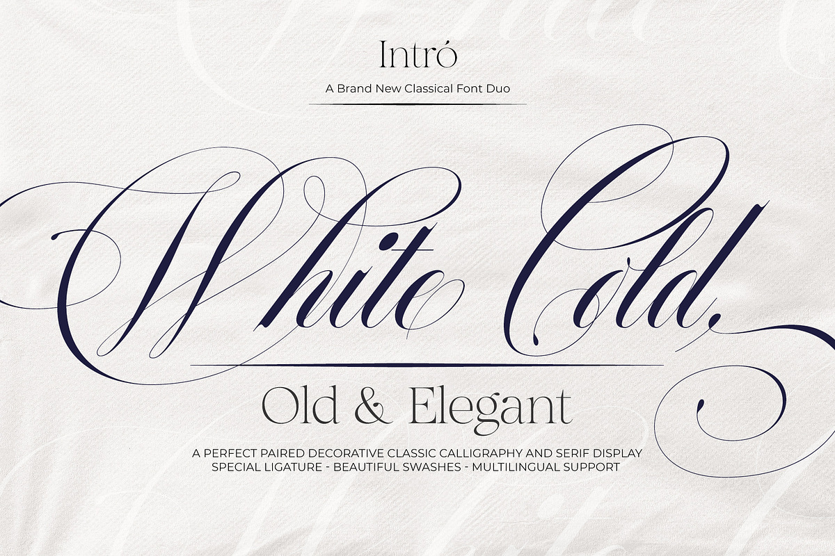White Cold | Old And Elegant, a Script Font by Alcode (Photo 1 of 14)