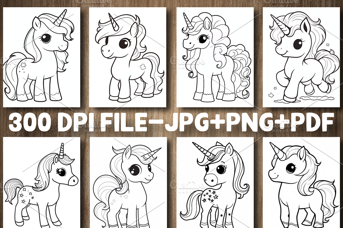 Cute Unicorn Coloring Pages for Kids, an Animal Illustration by Design Station (Photo 2 of 4)