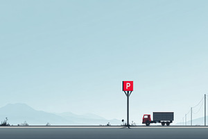 Truck parks by roadside sign, a Photo by Beautiful things