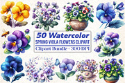 Spring Viola Flowers Sublimation, an Illustration by DreamCafeArt (Thumbnail 1 of 5)