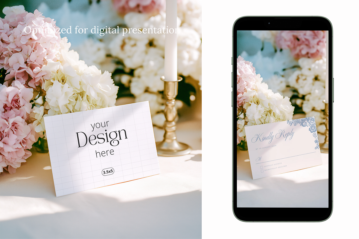 Hydrangea 3.5x5 RSVP Card Mockup, a Product Mockup by Serenefeeling (Photo 5 of 6)