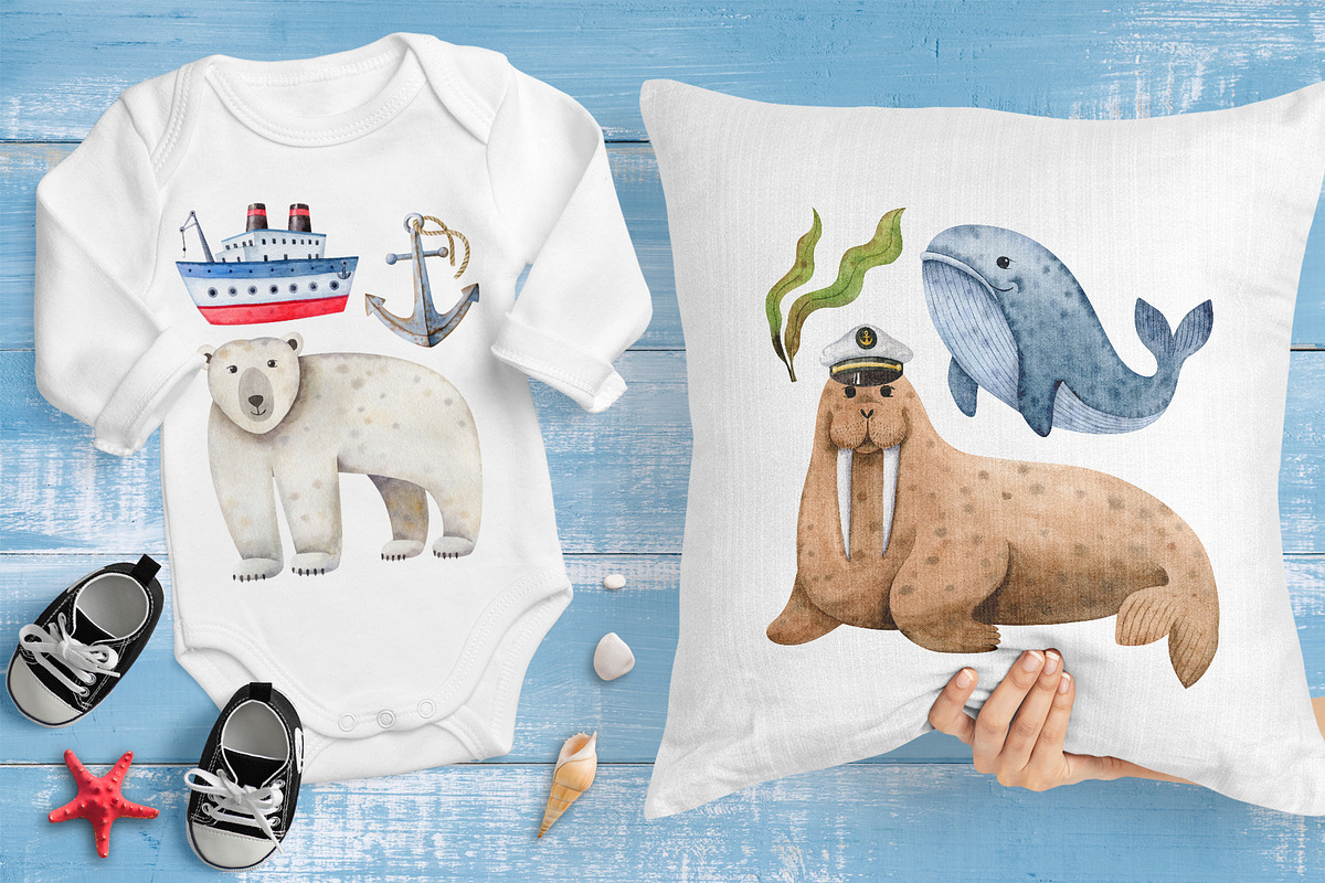 Northern Sea Watercolor Set, an Animal Illustration by Natalia Fedorova (Photo 6 of 16)