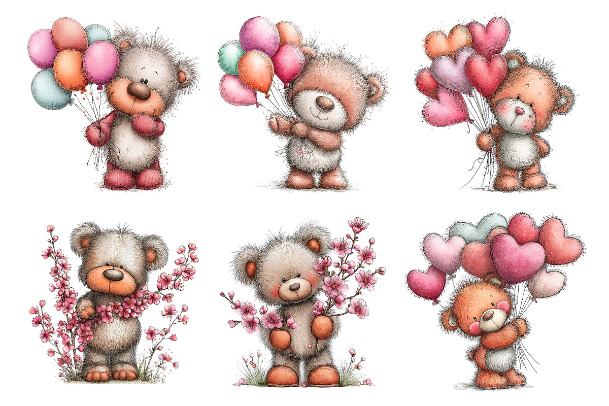 Whimsical Easter Teddy Bear Clipart, an Illustration by SinaCreation (Photo 5 of 11)