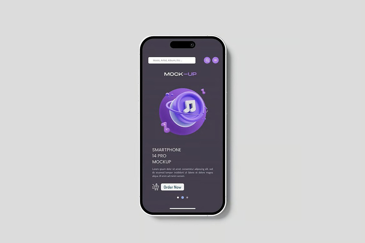Smartphone 14 Pro Mockup, an iPhone Mockup by Se٧enStudio (Photo 3 of 7)