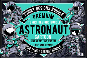 100 Astronaut Cartoon Designs Bundle