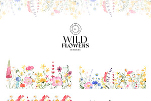 Watercolor Wild Flowers Clipart