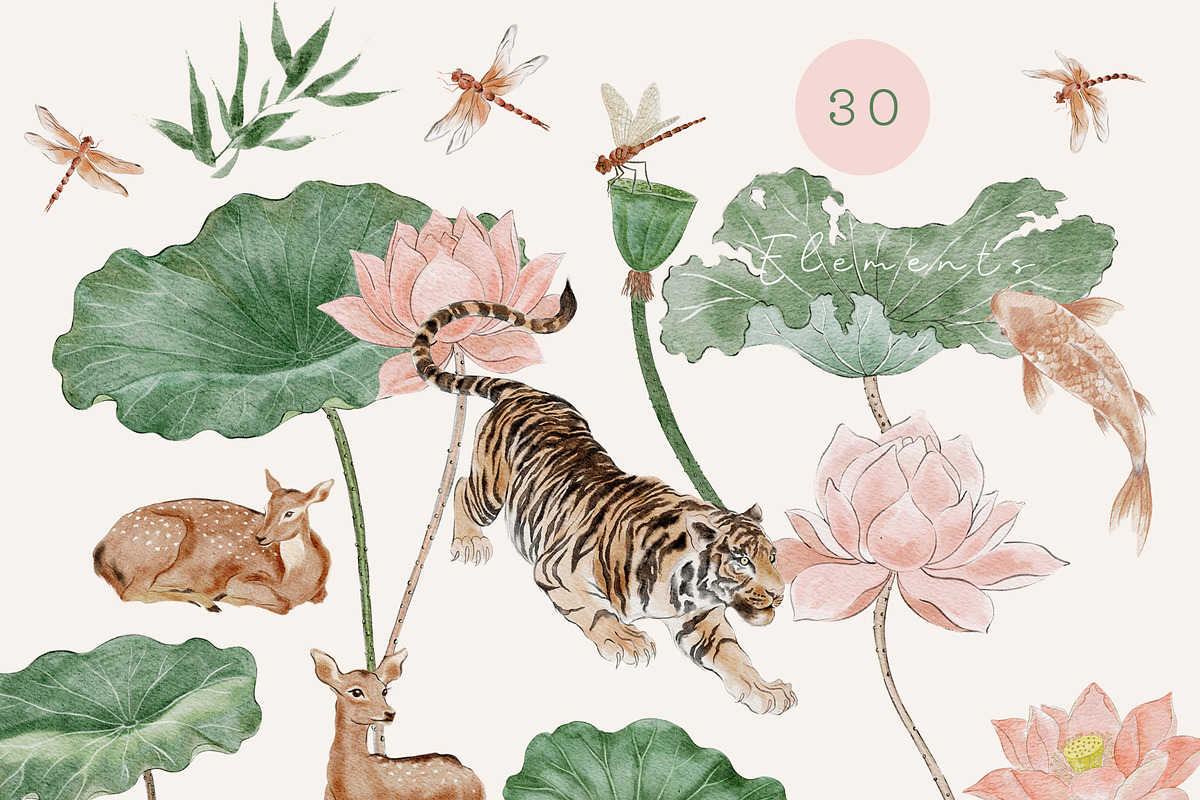 Japanese Watercolor Collection, a Pattern Graphic by mila_leev (Photo 3 of 17)