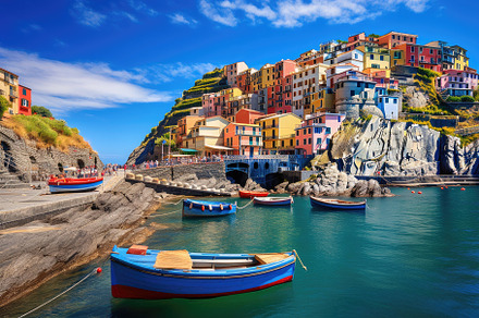 Colorful village of Manarola in Cinq, a Photo by Iftikhar Alam