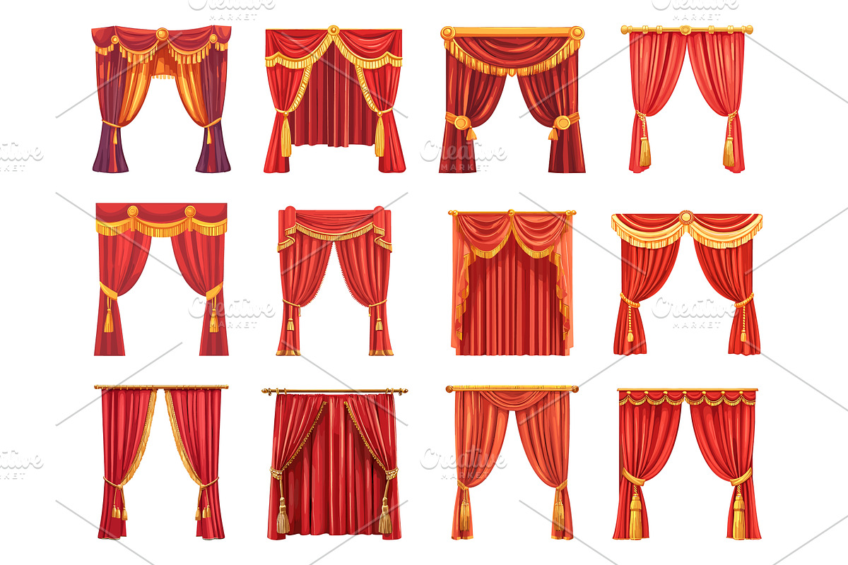 Red curtains set. Theater stage, an Object Illustration by Valerie Bodnar