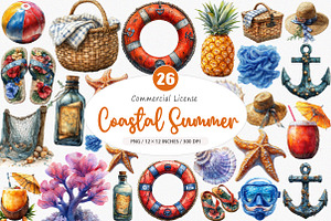 Coastal Summer Sublimation Clipart, an Illustration by SinaCreation