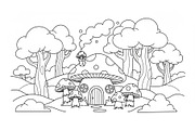 Whimsical Mushroom House Line Art bu, an Illustration by Designs_River (Thumbnail 19 of 51)
