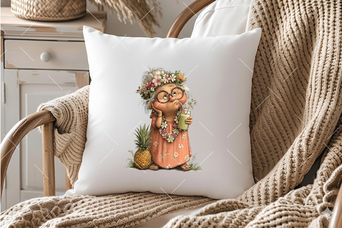 Funny Granny Beach Clipart PNG, an Illustration by OK Design (Photo 6 of 6)