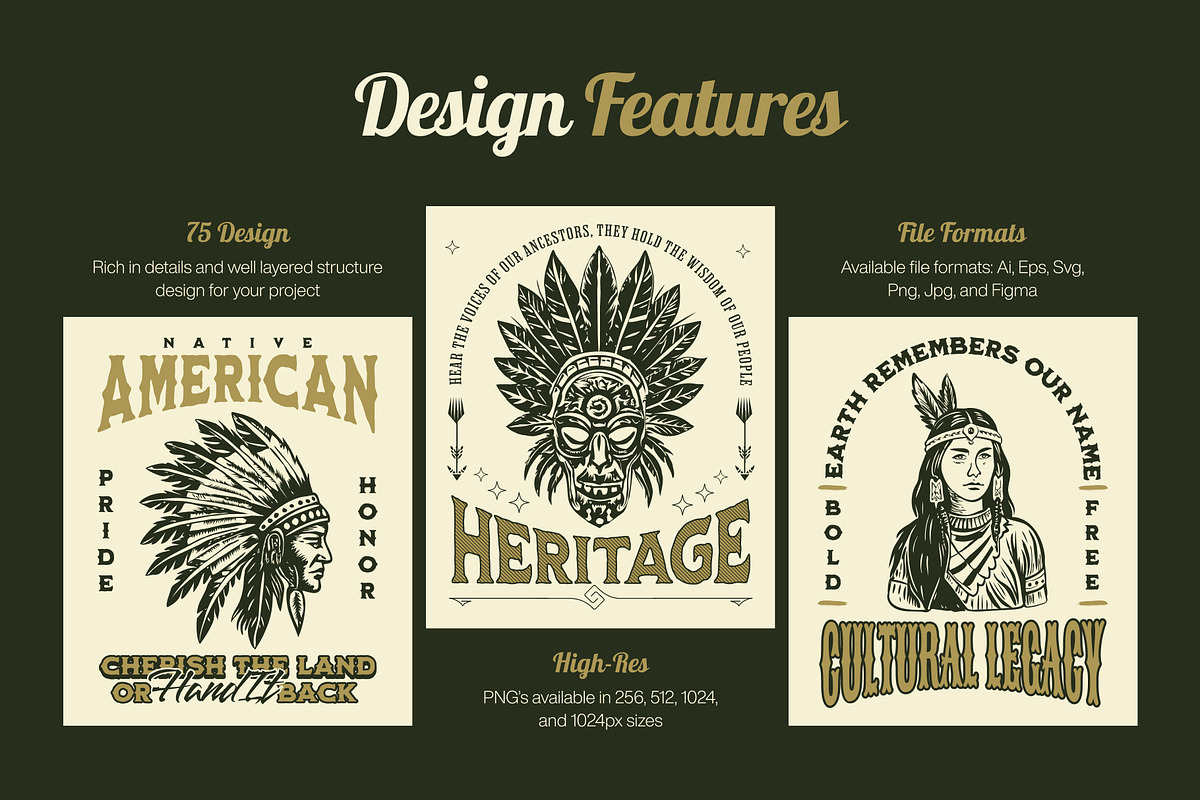 Native American Art Icon Set, a Person Illustration by Creative Stall (Photo 2 of 9)