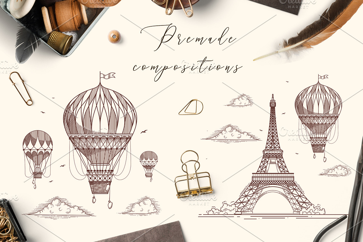 PARIS VINTAGE SET, a Texture Illustration by Luna Dreams (Photo 3 of 7)
