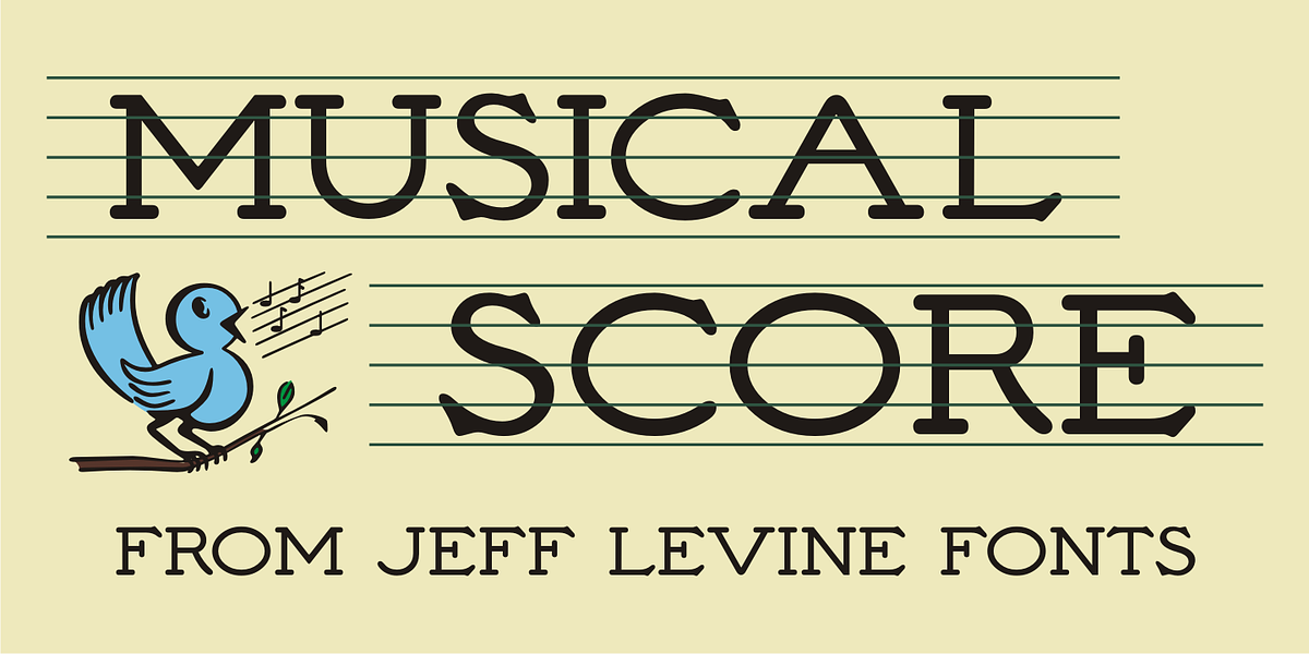 Musical Score JNL, a Slab Serif Font by Jeff Levine Fonts