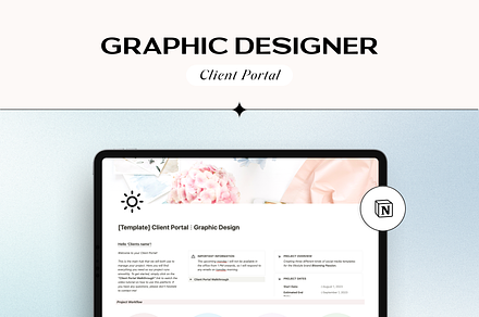 Notion Client Portal Graphic Design, a Stationery Template by TheCoastlineStudio
