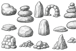 Stone Rock Set, an Object Graphic by nikagraphic