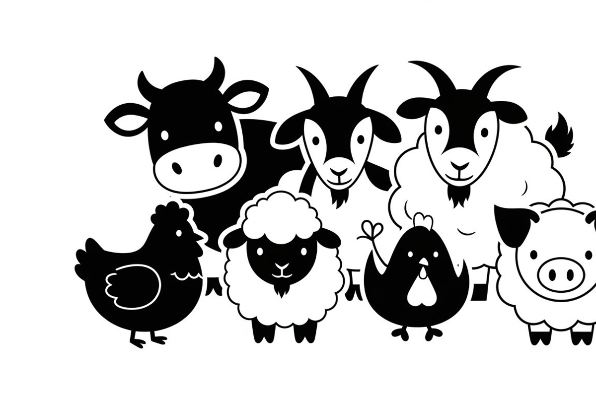 Cute Farm Animal Silhouette Bundle, an Illustration by hafijul (Photo 22 of 51)