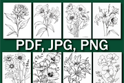 Botanical Flower Coloring Book, a Seasonal Illustration by Printable Design Store (Thumbnail 4 of 7)