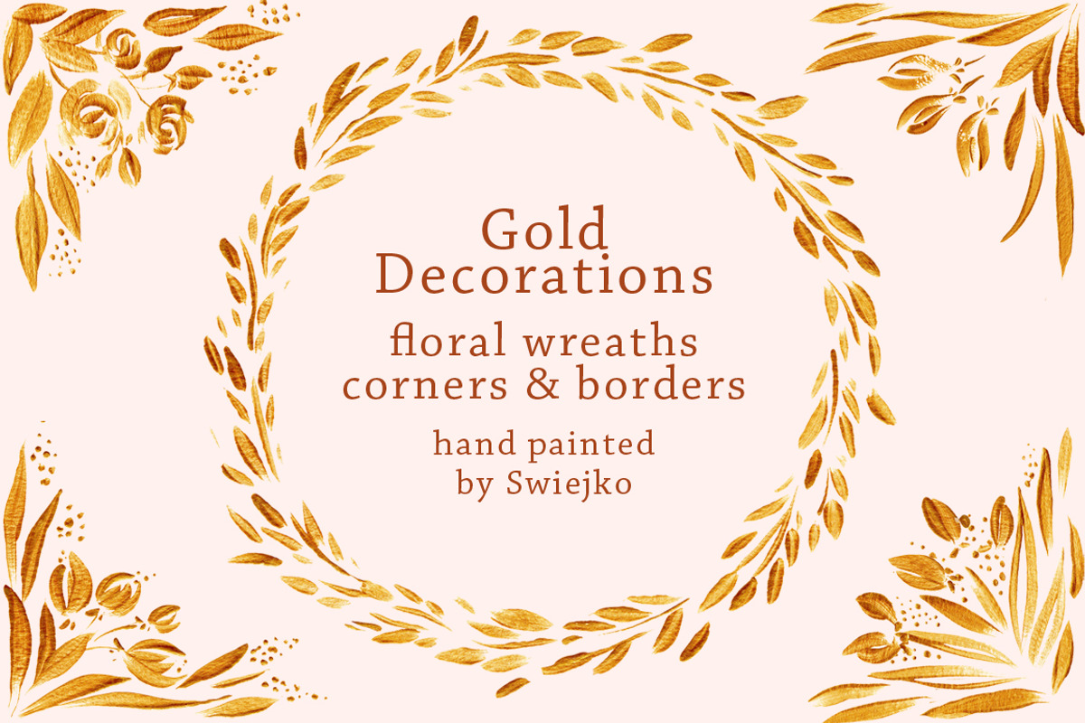Gold Floral Frames clipart, a Decorative Illustration by swiejko (Photo 1 of 2)
