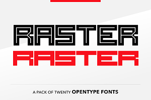 Raster - Block Font, a Font by SelfBuild Type