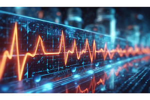 A digital ECG monitor displaying a, a Health & Medical Photo by Igor Tichonow