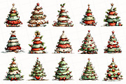 Whimsical Christmas Tree Clipart, an Illustration by OK Design (Thumbnail 2 of 6)