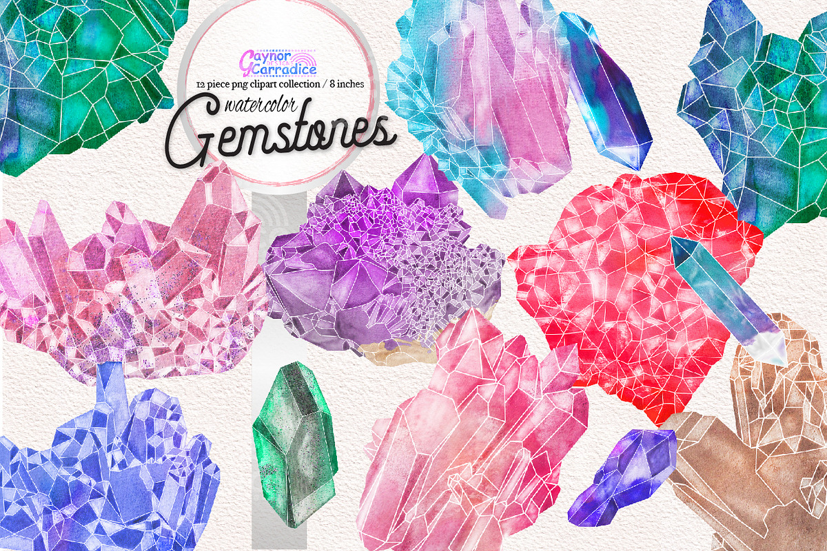 Natural Gemstones Watercolor, an Illustration by Gaynor Carradice Designs (Photo 1 of 4)