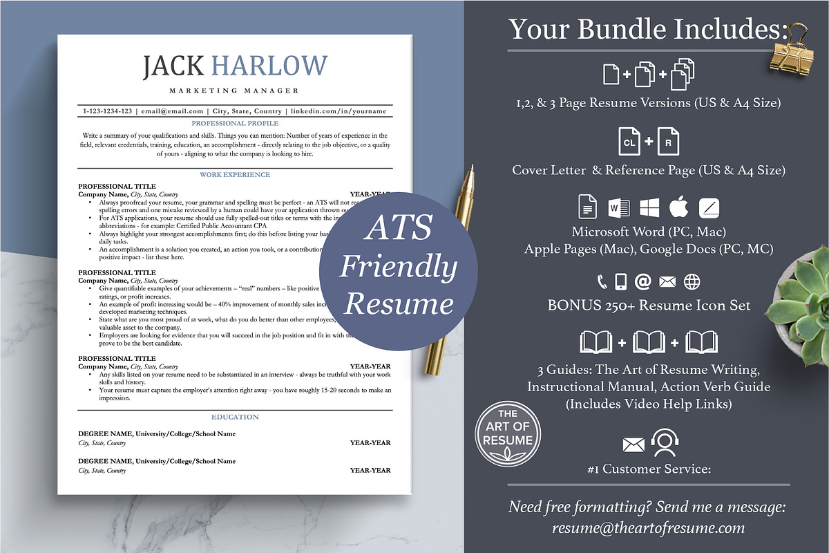 ATS-Friendly Resume CV Format, a Resume Template by The Art of Resume (Photo 2 of 8)