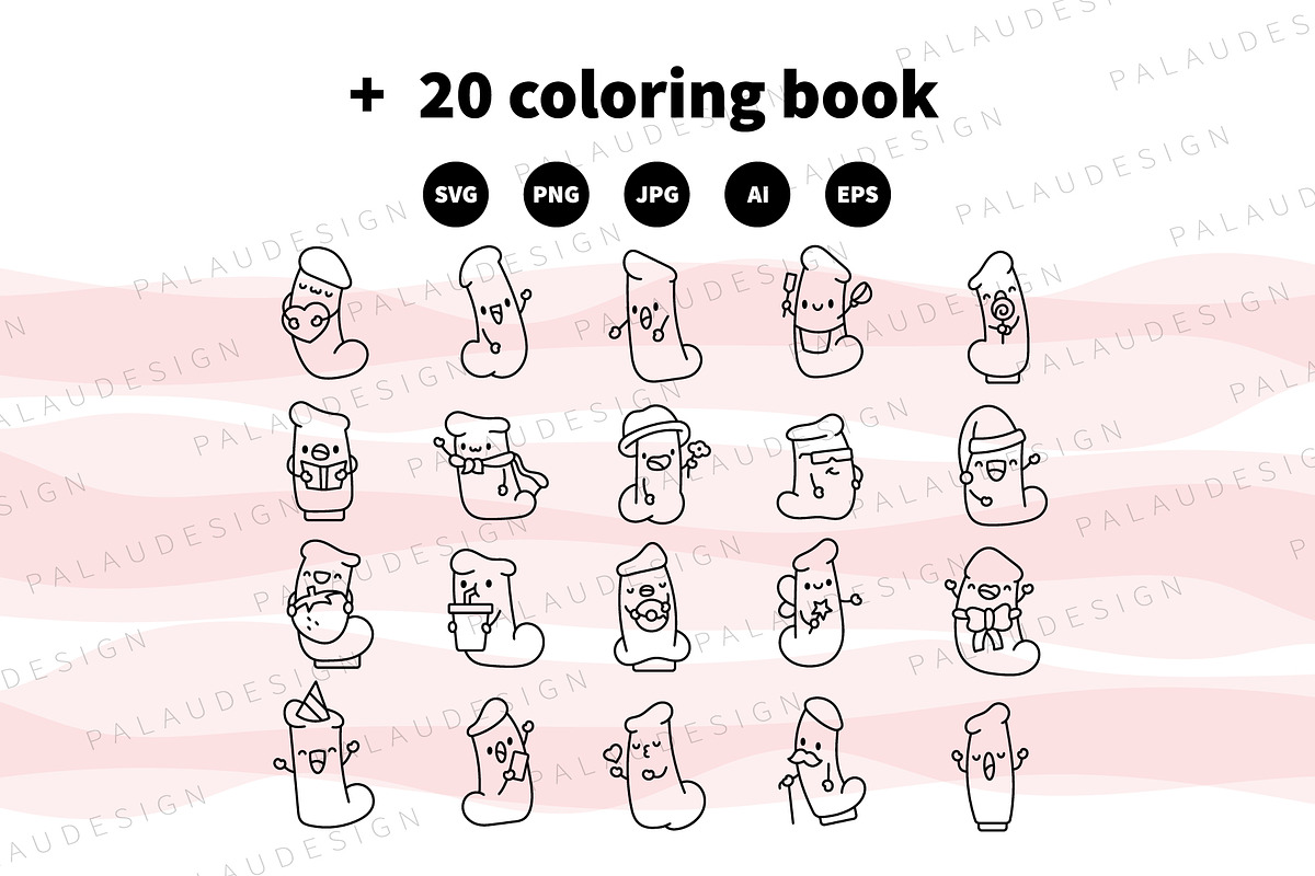 Cute Kawaii Male organ Characters, a Decorative Illustration by Palau (Photo 11 of 12)