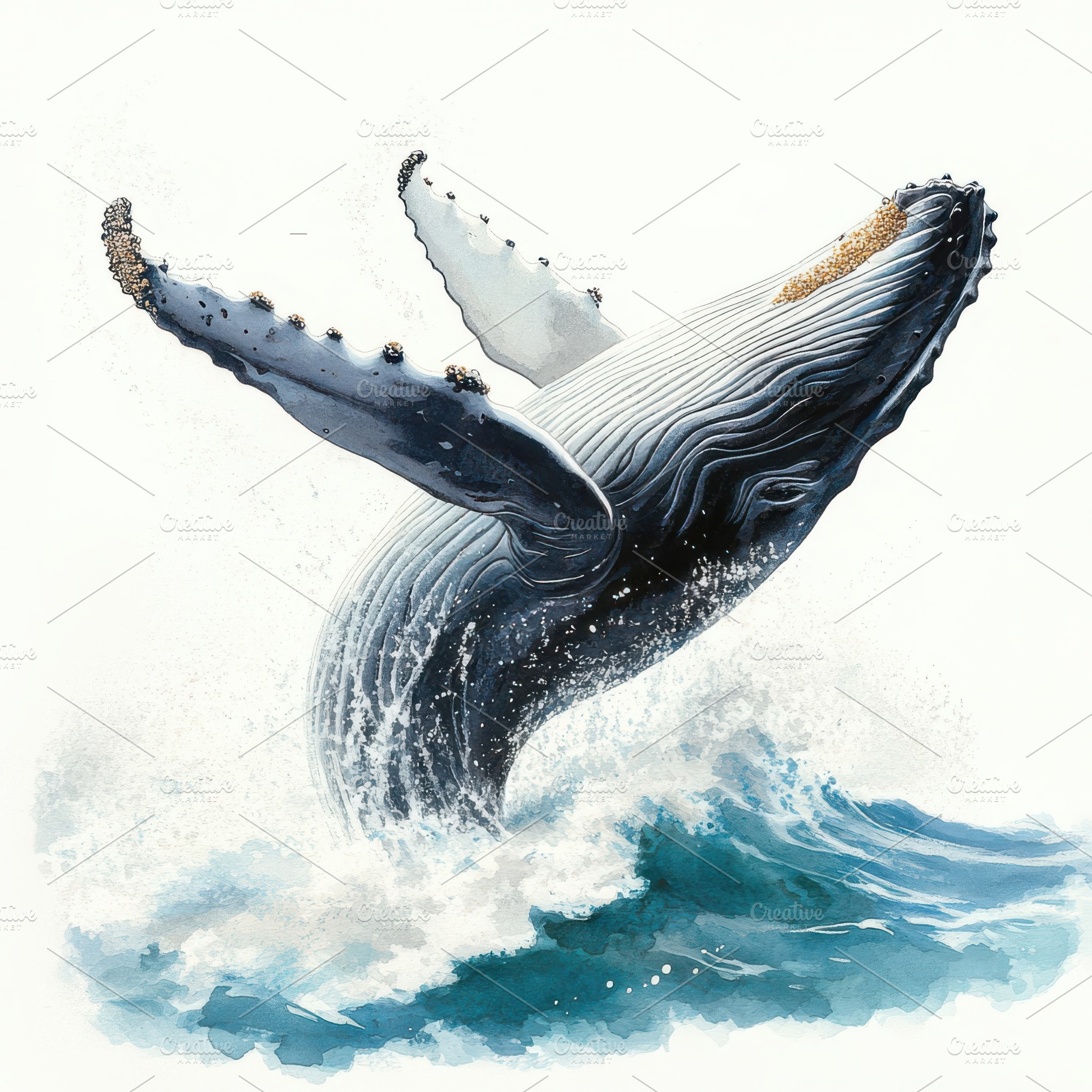 Humpback Whale Breaching Ocean Waves, an Animal Photo by Pixeness Studio