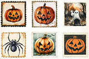 Vintage Halloween Postage Stamp Clip, an Illustration by Libby Wishes (Thumbnail 2 of 7)