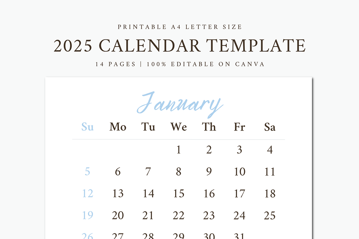 2025 CALENDAR CANVA TEMPLATE, a Stationery Template by The Little Lily Studio (Photo 1 of 5)