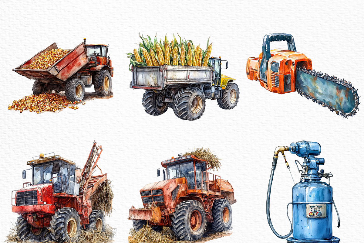 Farm Machines Clipart, an Illustration by Craft Nest (Photo 2 of 6)