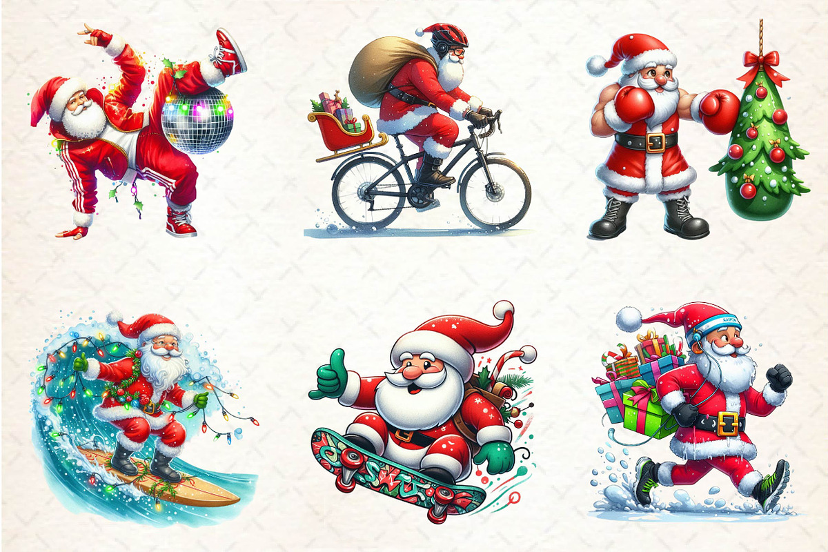 Funny Athlete Santa Clipart Sublimat, an Illustration by CreationArt (Photo 3 of 5)