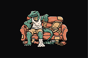 Lazy Alligator on Couch, an Object Illustration by nomlimo.com (Thumbnail 1 of 3)