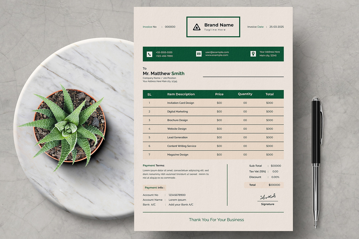 Invoice Design Layout, a Stationery Template by MightyDesign (Photo 1 of 8)
