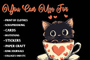 Cat Silhouette Love Coffee Clipart, an Illustration by CreationArt (Thumbnail 9 of 9)