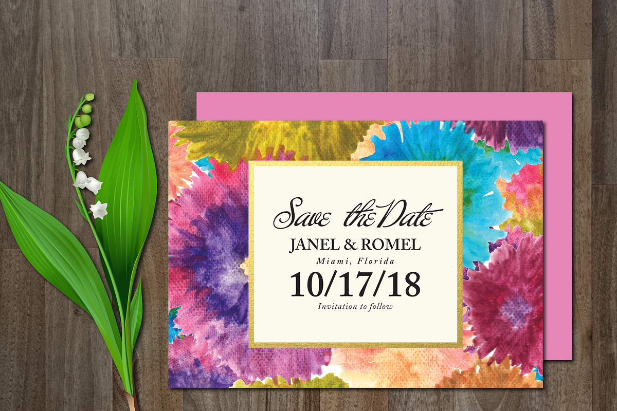 Save the Date Colorful Flower, an Invitation Template by aticnomar