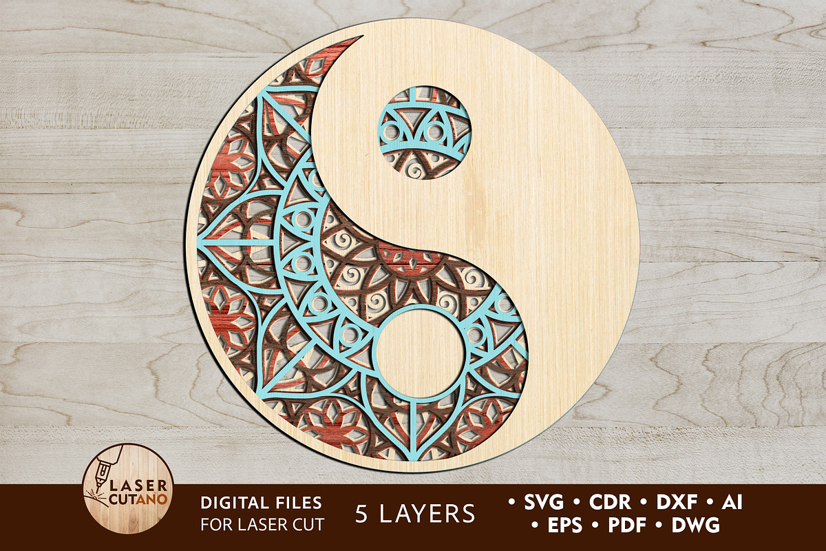 Mandala YIN YANG Multilayer Wall Art, a Design Template by LaserCutano (Photo 1 of 7)