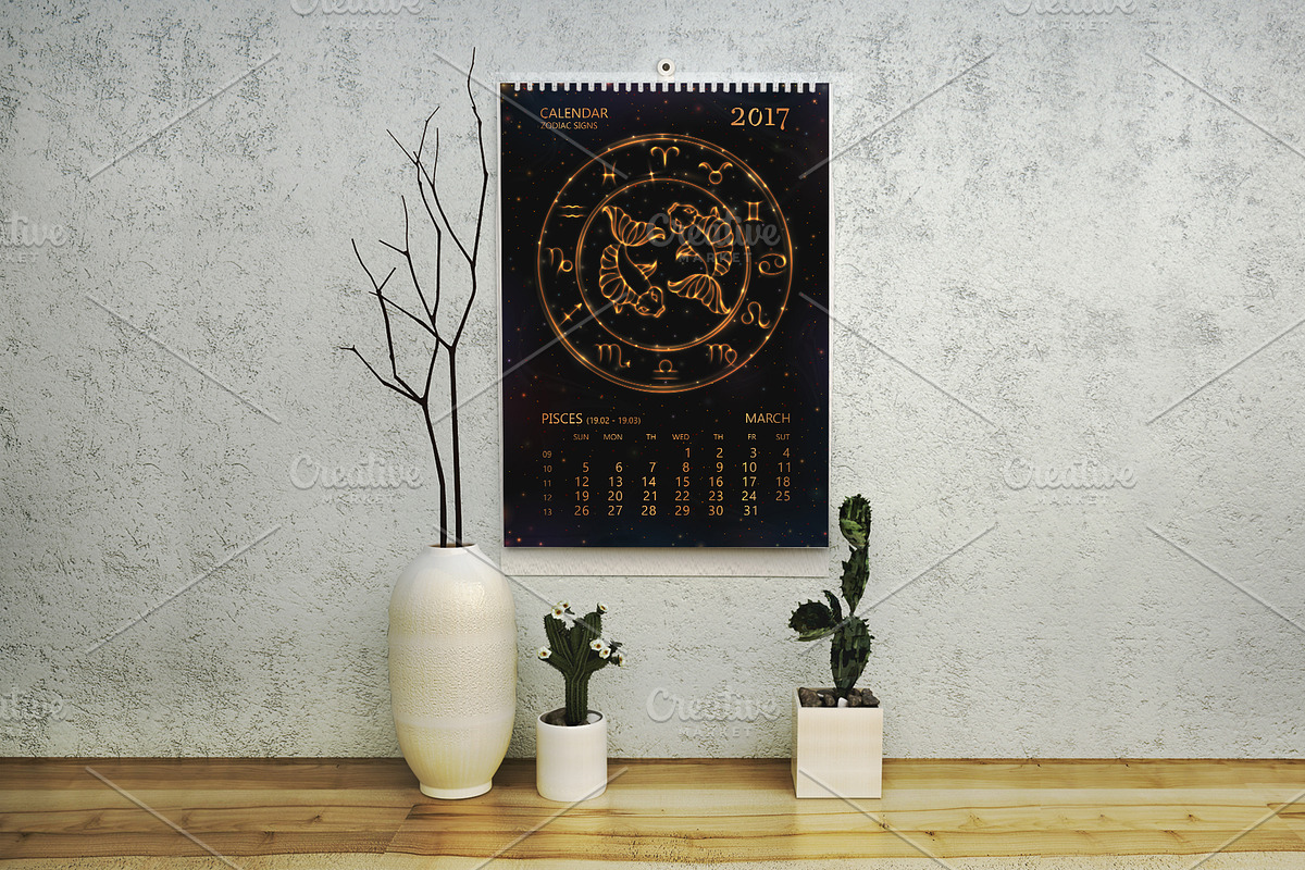 SET / 2017 CALENDAR / golden ZODIACS, an Animal Illustration by Nadin_Lebedeva (Photo 9 of 9)