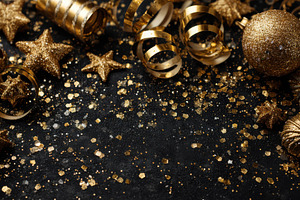 Gold Christmas Decor Glitter Stars C, a Photo by Pixeness Studio
