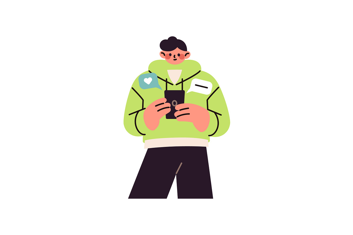 People using smartphones set, a Person Illustration by PaperTrident (Photo 6 of 11)