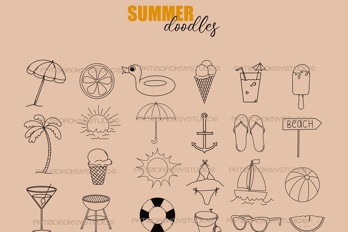 Procreate summer themed brushes, a Brush Add-On by PDknyStudio