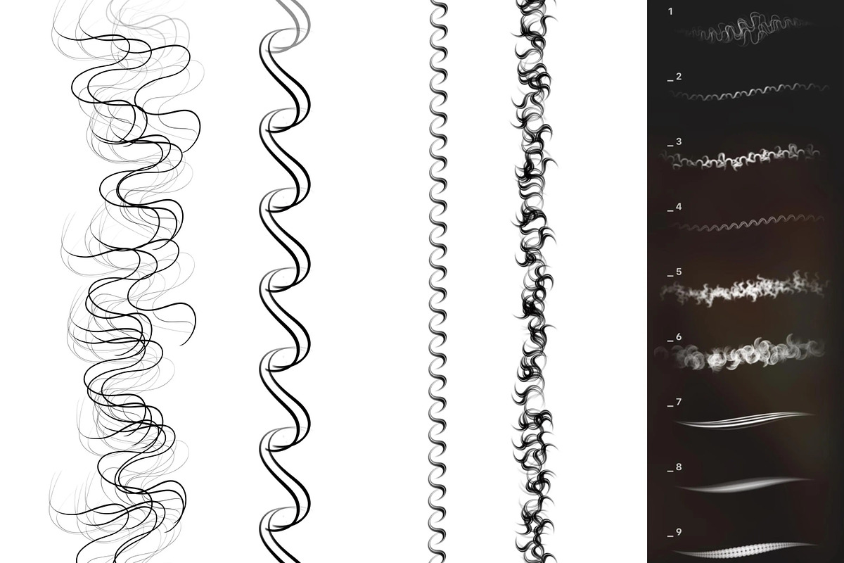 Curly Hair Brushes for Procreate, a Brush Add-On by vurdembrushes (Photo 2 of 2)