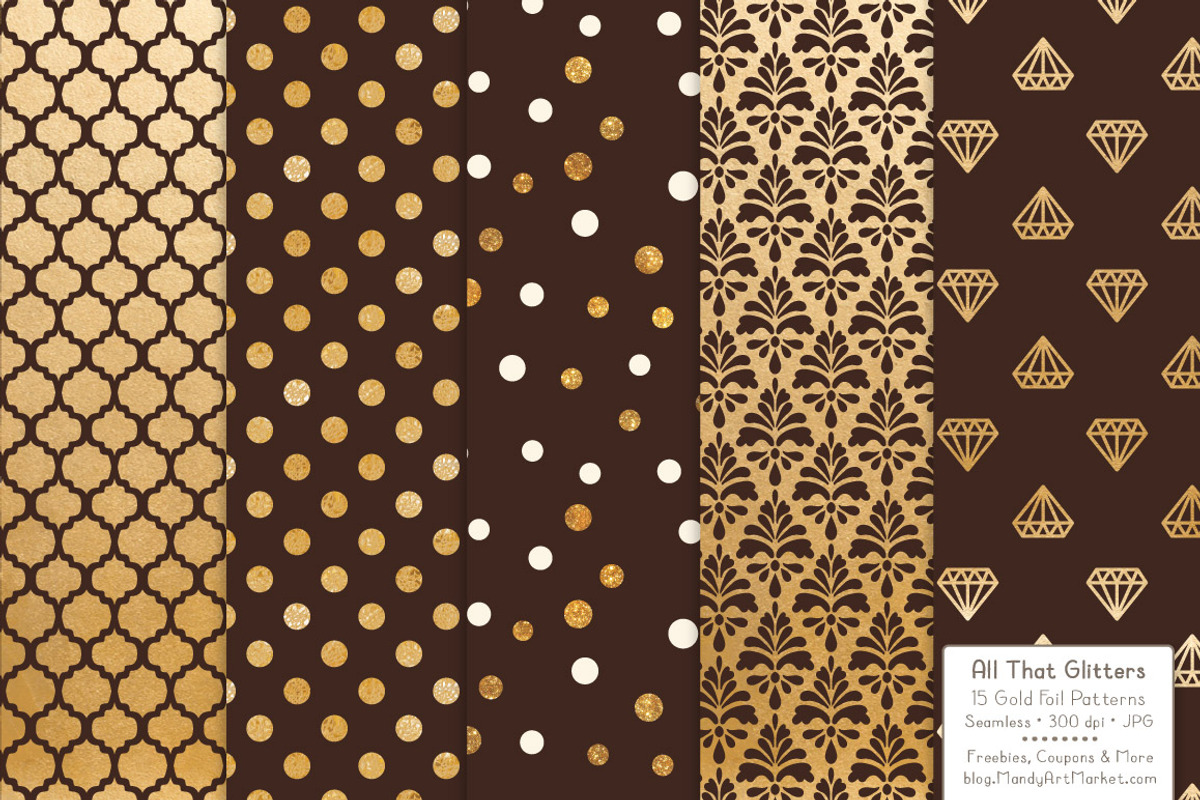 Chocolate Gold Foil Digital Papers, a Pattern Graphic by Amanda Ilkov (Photo 3 of 4)
