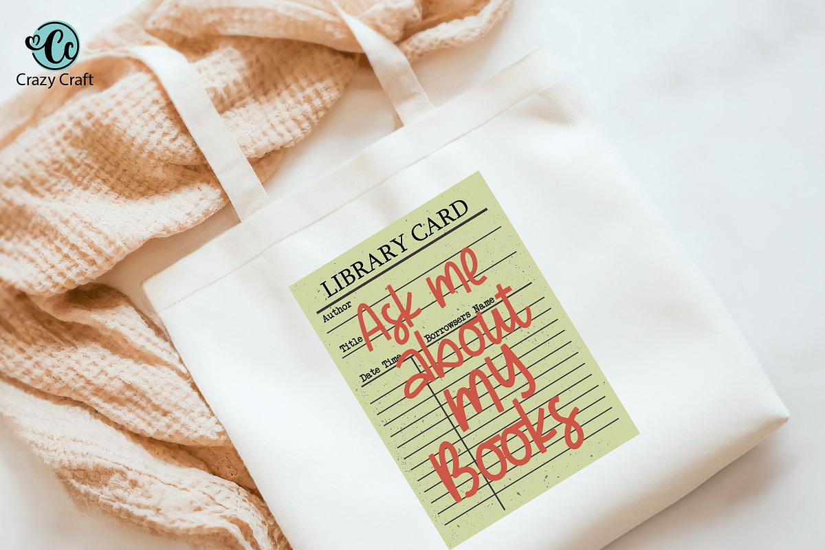 8 Retro Library Card with Book Quote, an Education Illustration by CrazyCraft (Photo 3 of 4)