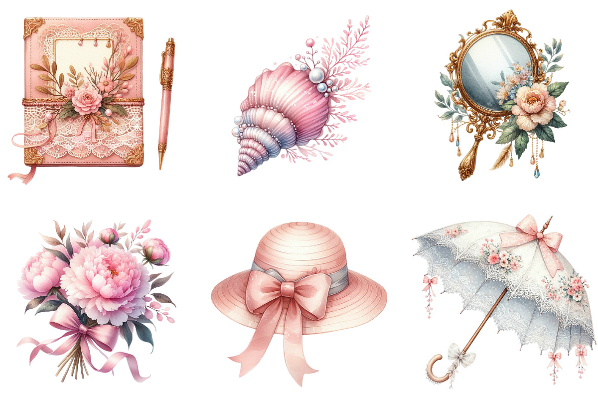 Coquette Girly Summer Clipart, an Illustration by DreamArtGraphic (Photo 3 of 4)