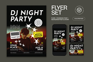 DJ Night Party Flyer, a Flyer Template by graphicook